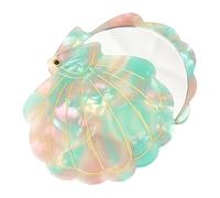 MTKSFDC Specchietto Da Borsetta Shell Shape Makeup Mirror Portable Travel Folding Vanity Lightweight Women Girls Handheld Cosmetic Mirror(Green)