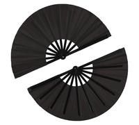 MTKSFDC Ventaglio Tai Chi 2 Pezzi Grande ventaglio Pieghevole in Nylon Tessuto ventaglio Pieghevole Portatile Kung Fu Tai Chi ventaglio Nero Decorazione ventaglio Pieghevole a Mano