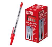 MTL Dohe - Confezione penne a sfera con cappuccio - 1,0 mm - 50 unità - Rosso