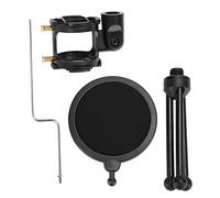 Mtlavishish Microfono Anti Spray Mesh Doppio Strato Ideale per Trasmissioni e Podcasting in Studio Registrazione in ABS nero con filtro regolabile e supporto treppiede