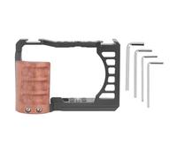 MtLavishishing Full Alluminio in lega in lega gabbia con manico in legno e più fori filettati e supporto per la scarpa fredda per ZV E1 ideale per le riprese video e la fotografia