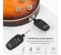 Mtlavishishishing 2.4G di Chitarra Wireless Ultra Low Latency Real Time Transmission for Guitar Bass Strumenti a Ricaricabile Plug a 280 Gradi con 2 da 6,35 mm Ideale per
