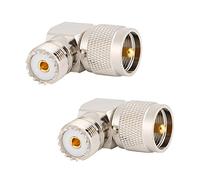 Mtlavishishishing 2pcs UHF maschio pl259 a femmina SO239 angolare destro a destra RF Convertitore Coassiale Convertitore Materiale in ottone di alta qualità per trasmissione del
