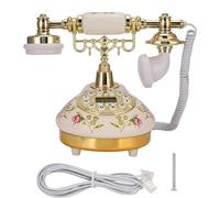 Mtlavishishishing MS9100 Base rotonda in ceramica Europea Rose Retro Telephone con la data del calendario elettronico e display a settimana e rilevamento automatico a DTMF Caller