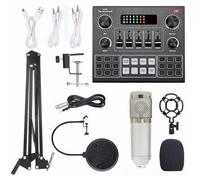 MtLavishishishing Multifunctional Live V9 Scheda Audio e Microfono a Sospensione BM800 Kit Silver con Chip DSP per Trasmissione Live e Registrazione Compatibile con Computer e Tele