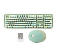 Mtlavishishishishing 2.4GHz 104 tastiera e set di mouse con design retrò da scrivere e risparmio energetico per la tastiera carina per la casa e il lavoro per il desktop (Colore misto verde)