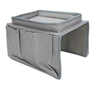 Mtlavishishishishing 4 tasche divano a bracciale TV TV Control di divano di divano con vassoio per supporto per tazza ideale per dormitori per ufficio e camera da letto in tessuto (Grigio con vello