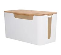 MtLavishishishishing Smicus Management Box con un coperchio in legno grande spazio per la capacità di progettazione del cavo di alimentazione e prese per cavo laterale per il