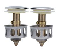 Mtlavishishishishishing 2pcs Push bounce proiettili verso l'alto svogliamento del tappo per il lavandino facile da installare in acciaio inossidabile e lavello del bagno in ottone