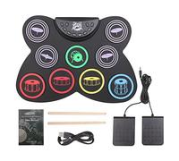 Mtlavishishishishishing Roll Drum Kit 9 cuscinetti in silicone set di tamburi elettronici con jack per cuffie demo incorporato USB/batteria per le prove domestiche per adulti