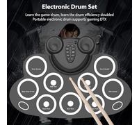 Mtlavishishness Electronic Drum Set Sound Versatile ricaricabile per i musicisti in viaggio e fan di gioco compatto leggero con bacchette per le bacchette desktop pedale 9 pads