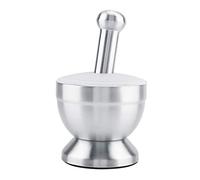Mtlavishishness Premium Morta in acciaio inossidabile Set di pestelli e utensile da per macinare pillole di spezie all'aglio e altro con coperchio in silicone 10 cm diametro