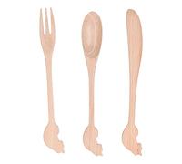 Mtlavishness 3pcs Wooden Tableware Set Spoon Fork Reusable Hand Made Utensils Portable Soup Spoon for Kitchen Picnic Hotel