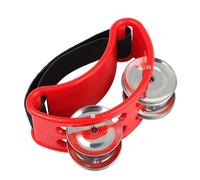 Mtlavishness 4 Pair Stainless Steel Jingles Foot Tambourine With Elastic Strap For Percussionists Guitarists Cajon Djembe Bongo Conga Accompaniment Lightweight Portable 55g (Red)