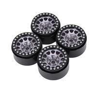 Mtlavishness 4 Pezzi 1:10 RC Crawler Auto Ruota in Metallo Pneumatico per Auto Nero e Rosso Adatto per Axial SCX10 / SCX10II / 90046/90047, Cerchi in Lega di Alta Qualità per (Nero e Argento)