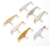 Mtlavishness 7PCS 6.5cm/3.8g Anello Perline Minnow Realistico Esca Artificiale Esca da Pesca Kit di Accessori Swimbait con Occhi olografici 3D e di Peso Power per Acqua Salata