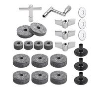 Mtlavishness Complete Cymbal Replacement Kit With Premium Felts Wing Nuts Washers Sleeves And Dual Drum Keys For Professional Drum Maintenance 23Piece Set Black Or Gray (Grey)