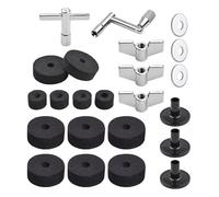 Mtlavishness Complete Cymbal Replacement Kit With Premium Felts Wing Nuts Washers Sleeves And Dual Drum Keys For Professional Drum Maintenance 23Piece Set Black Or Gray (Black)