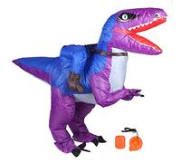 Mtlavishness Costume da Dinosauro Gonfiabile di Halloween per Adulti e Bambini con Ventilatore Blu e Decorazione per Feste Festival 150 * 195 cm Altezza 190T Tessuto in Poliestere (X115 blu viola)