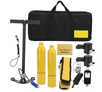 Mtlavishness DIDEEP Bombola di ossigeno per immersioni subacquee da 0,5 l con 2 bombole e 2 valvole di respirazione Bombola gialla con custodia gialla Attrezzatura leggera per la (Bombola di ossigeno