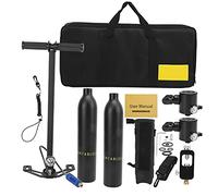 Mtlavishness DIDEEP Bombola di ossigeno per immersioni subacquee da 0,5 l con 2 bombole e 2 valvole di respirazione Bombola gialla con custodia gialla Attrezzatura leggera per la (Bombola di ossigeno