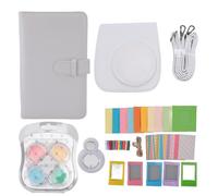 Mtlavishness Instant Camera Protective Case PU Leather Bag with Photo Frames Album Shoulder Strap Selfie Mirror Filters Stickers for Mini 12 Portable Travel Accessories (White)