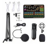 Mtlavishness Kit Scheda Live SK500 e Microfono a Sospensione BM800 Multifunzionale con Dispositivo di Vocale Intelligente Adatto per Streaming Canto Online Registrazio