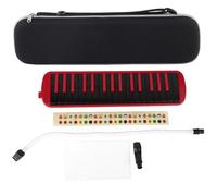 Mtlavishness Melodica Wind Musical Instrument Ideal for Beginners' Practice with 32 Key Design Portable for Anywhere Use Blue Resin Body Brass Base Phosphor Bronze Reed (Red)