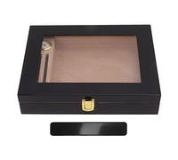 Mtlavishness Mini umidificatore per sigari finestra trasparente, mini umidificatore per sigari portatile con igrometro meccanico, può contenere 20 sigari per viaggi a casa