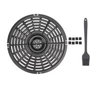 Mtlavishness Nonstick Fryer Replacement Tray With Silicone Brh And Sleeve Round 8.7 Inch Stainless Steel Crisper Plate For Kitchen Restaurant Barbecue Steak Vegetables Fish Chips (22CM)