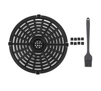 Mtlavishness Nonstick Fryer Replacement Tray With Silicone Brh And Sleeve Round 8.7 Inch Stainless Steel Crisper Plate For Kitchen Restaurant Barbecue Steak Vegetables Fish Chips (20CM)