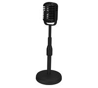 Mtlavishness R E Simulazione Modello di microfono vecchio stile con base stabile e asta di supporto Set di microfono retrò per fotografia Argento (nero)