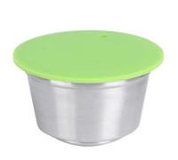 Mtlavishness Reable Tazza per capsule di caffè in acciaio inossidabile adatta per macchina per il caffè Coperchio in silicone ricaricabile Accessorio per macchina da caffè da 40 ml (Verde)
