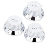 Mtlavishness Silver Guitar Potentiometer Knob Caps With Excellent Workmanship And Exquisite Appearance For Volume And Tone Adjustment Of Electric Guitars And Basses With Three