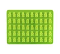 Mtlavishness Vassoio per ghiaccio morbido e flessibile a forma di orso in silicone con 50 cavità, approvato dalla FDA, con contagocce, calore premium 475 ° F, verde 7,5x5,5 pollici