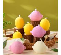 MTLEE 8 candele profumate a forma di limone, in cera di soia, decorative, ideali come regalo di compleanno, meditazione, per migliorare l'umore, per il bagno, lo yoga (giallo, rosa, bianco)