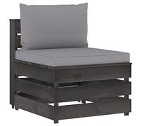 mtlskopal, centralino modulare da giardino in legno di pino impregnato, 60 x 70 x 66 cm, con cuscino grigio, resistente alle intemperie, per balcone, terrazza, giardino d'inverno e soggiorno