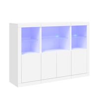 mtlskopl 142,5 x 37 x 100 cm, set da 3 pezzi, in legno bianco, con illuminazione LED RGB, moderno buffet da cucina e molto spazio per soggiorno, corridoio, sala da pranzo