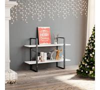 mtlskopl 2-Shelf White Bookcase 100 x 30 x 70 cm Engineered Wood & Metal Frame Modern Industrial Style Compact Storage Unit for Living Room, Bedroom, Home Office, Corridor