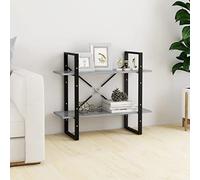 mtlskopl 2 strati grigio cemento Small Bookshelf 80 x 30 x 70 cm Engineered Wood & Metal Frame, Wall anchoring Kit incluso Easy Assembly Modern Industrial Stand Scaffale per Living Room Bedroom Study