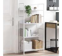 mtlskopl 4 animali White Narrow Bookshelf for Small Spaces 60 x 27,6 x 124,5 cm Engineered Wood & Steel Frame Modern Industrial Stand Shelf for Living Room Bedroom Home Office