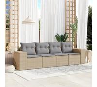mtlskopl 4 pezzi Sala da giardino in rattan sintetico beige chiaro, divano angolare 83 x 62 x 69 cm, modulare e resistente alle intemperie, cuscino resistente ai raggi UV, regolazione continua dei