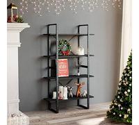 mtlskopl 4 ripiani Bookshelf 80 x 30 x 140 cm Industrial Gray Particle Board & Metal Frame Sturdy Freestanding Storage Unit for Living Room Corridor and Bedroom