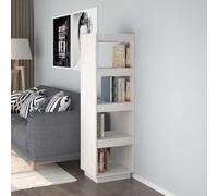 mtlskopl 40 x 35 x 135 cm Slim White Pine Book Shelf Doubles as Room Divider, Sturdy Solid Wood Storage Unit for Living Room Hallway Bedroom