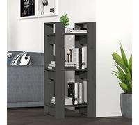 mtlskopl 41 x 35 x 91 cm Standing Shelf Grey Solid Pine Wood Open Bookcase No Back Panel for Living Room Bedroom Office Modern Rustic Design