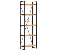 mtlskopl 5 tiri Industrial Bookshelf 60 x 30 x 180 cm Solid Acacia Wood Corner Shelf Storage Unit Modern Design for Living Room Bedroom Office