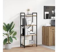 mtlskopl 56 x 34 x 133,5 cm Industrial Bookshelf Artisan Oak, 4 scomparti Slim Tall Bookcase freestanding Corner Shelf for Living Room Home Office