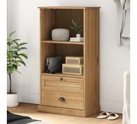 mtlskopl 60 x 35 x 114,5 cm Solid Pine Bookshelf with 2 shelves & 2 drawers, Honey-Wax Finish, Rustic Bookcase for Living Room, Bedroom, Home Office