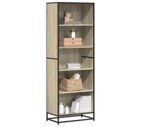 mtlskopl 60 x 35 x 170 cm Sonoma Oak Tall Bookshelf with Metal Frame 5 Tier Open Corner Shelf Stand for Living Room Bedroom Home Office Sturdy Wood Composite Bookcase