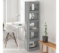 mtlskopl 66" Gray Sonoma Wood Bookcase Room Divider 40 x 30 x 166 cm, 5 livelli Open Corner Shelf for Living Room Bedroom Office, Narrow Tall Standalone Storage Unit, Easy-Clean Robusto Furniture